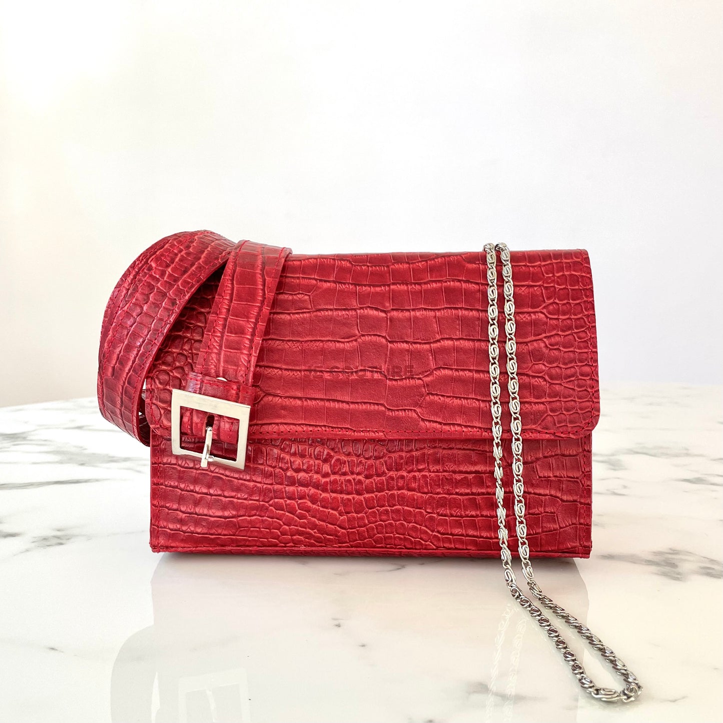 ZoE - Red - fanny pack + clutch + shoulder bag + belt